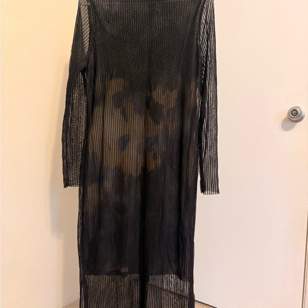 Bar III Black Sheer Long Sleeve Dress